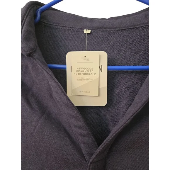 Women's Collared Pullover Sweatshirt Navy Blue - Picture 5 of 8